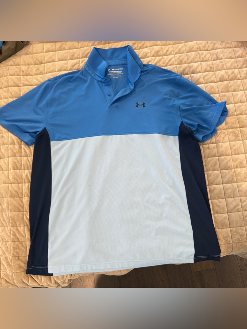 Under Armour Men’s Light Blue & Navy Colorblock Polo